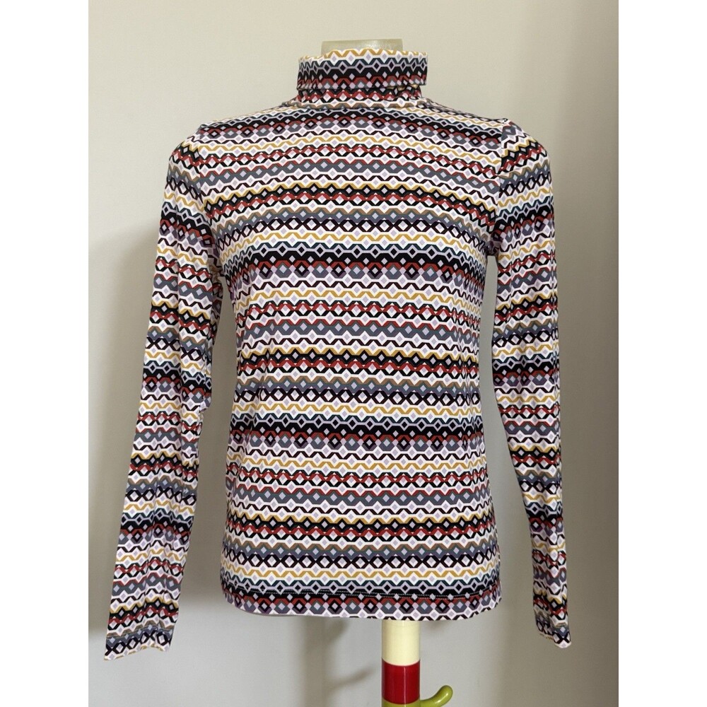 Ann Taylor LOFT Multi-Color Turtleneck Shirt-Autumn Fall Colors Size S/M